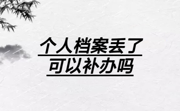 个人档案丢了可以补办吗