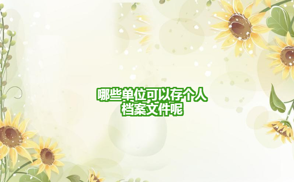 哪些单位可以存个人档案文件呢