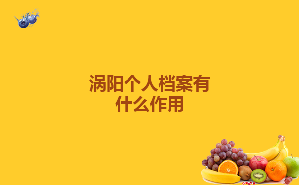 涡阳个人档案有什么作用