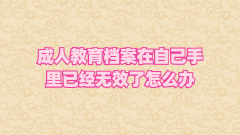 成人教育档案在自己手里已经无效了怎么办